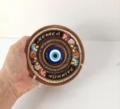 Bakır Tabak Nazar Boncuk Kötü Göz Duvar Masa Süsü Biblo Dekor - 2