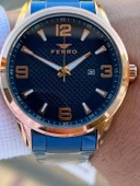 Ferro Çelik Kordon Takvimli Kadran 30 Mt Suya Dayanıklı Erkek Kol Saati EFM11911-T - 2