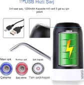 QASUL Şarjlı Damacana Su Pompası Hızlı ve Sessiz Otomatik Damacana Pompası - 5