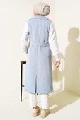 Kuşaklı Sıfır Kol Trençkot Bebe Mavi - 3