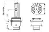 Ampul - Xenon White HID - D2S - 35 W - P32d-2 - BOSCH 1987302910 - 1