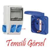 Tekli Pano Prizi Monofaze Topraklı Priz Kare Fiş Kablosuz Klemensli 220 V Trafo Kombinasyon Panosu thumbnail 3