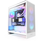 NZXT H7 Flow (2024) CM-H72FW-R1 RGB White Tempered Glass USB 3.2 ATX Mid Tower Kas - 1