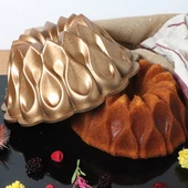 Serenk Fun Cooking Damla Alüminyum Döküm Granit Kaplama Kek Kalıbı 26 cm Sarı - 5