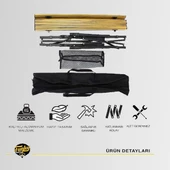 Funky Chaırs Elite Alüminyum Teleskopik Ayaklı Kamp Piknik Masası Ahşap Desen - 4