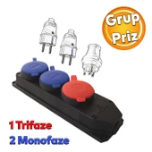Kapaklı Grup Priz Çoğaltıcı 2 Monofaze 1 Trifaze Kablosuz Kauçuklu Sanayi Tipi Elektrik Prizi - 1