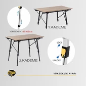 Funky Chaırs Elite Alüminyum Teleskopik Ayaklı Kamp Piknik Masası Ahşap Desen - 5