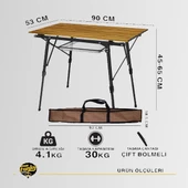 Funky Chaırs Elite Alüminyum Teleskopik Ayaklı Kamp Piknik Masası Ahşap Desen - 2