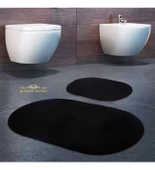 Bonny Home Rixos Siyah 2li Banyo Halısı Paspası Seti Kaymaz Tabanlı Klozet Takımı - 4