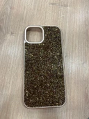 İPHONE 15 UYUMLU GOLD TAŞLI ARKA KAPAK - 2