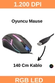 Şahnet 8733-3D Işıklı Kablolu Oyuncu Mouse - 1200DPI - 1