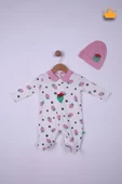Babyhola %100 Pamuk Çilekli Tulum Bere 2'li Set 23612 - 2