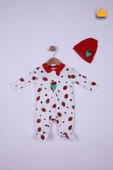 Babyhola %100 Pamuk Çilekli Tulum Bere 2'li Set 23612 - 1