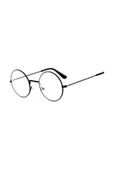 Şeffaf Camlı Retro Yuvarlak Harry Potter Siyah Gözlük - 1