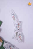 Babyhola %100 Pamuk Yeşil Çiçekli 2'li Tulum Saç Bandı 4'lü Set 458 - 5