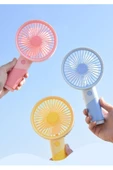Taşınabilir Telefon Standlı Masaüstü ve El Tipi 3 Kademeli Şarjlı Mini Vantilatör USB Fan - 2