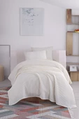 Upstyle Junior Pike Örtüsü 140x230 cm %100 Pamuklu Petek Dokuma Kumaş Krem - 3