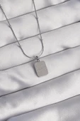 316L Çelik Gümüş Renk Kare Charm Model Kolye - TJ-BKO8927 - 1