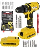 snaiker 12 Volt  Metal Şanzıman Yeni Nesil Akülü Vidalama Darbeli 1.0 - 1.4 Ah Uç Setli - 1