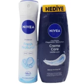 Nivea Fresh Natural Kadın Deodorant Sprey 150 ml + Creme Care Duş Jeli 250 ml - 1