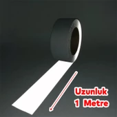 Düz Desensiz Metalize Gri Renk Reflektörlü Bant Gece Parlayan En 5 cm 1 Mt İkaz Bandı Reflektif thumbnail 3