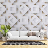 3 Boyutlu Geometrik Şekilli Duvar Kağıdı Baskı - 1
