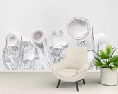 3 Boyutlu Render Beyaz Çiçek Duvar Kağıdı thumbnail 6