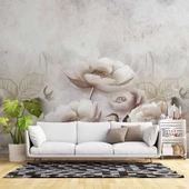 Soft Çiçek Gül Desenli Duvar Kağıd Baskı - 1