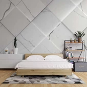 Beyaz Dörtgen Mermer Görünümlü Duvar Kağıdı Baskı thumbnail 2