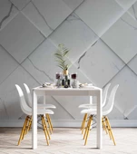 Beyaz Dörtgen Mermer Görünümlü Duvar Kağıdı Baskı thumbnail 5