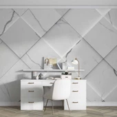 Beyaz Dörtgen Mermer Görünümlü Duvar Kağıdı Baskı thumbnail 4