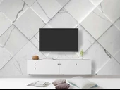 Beyaz Dörtgen Mermer Görünümlü Duvar Kağıdı Baskı thumbnail 3