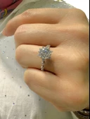 Üst Kalite Beyaz Altın Tektaş Lotus Yüzük thumbnail 1