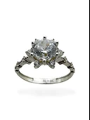 Üst Kalite Beyaz Altın Tektaş Lotus Yüzük thumbnail 2