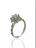 Üst Kalite Beyaz Altın Tektaş Lotus Yüzük thumbnail 5