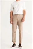 ALTINYILDIZ CLASSICS Erkek Bej Slim Fit Dar Kesim Beli Lastikli Esnek Klasik Kumaş Pantolon - 1