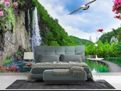 Şelale, Göl ve Martı Manzaralı Duvar Kağıdı thumbnail 2