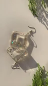 Şeffaf Epoksi İçinde Gümüş Glitter Süs Gümüş Aksesuarlı Karo İçi Boş Şekil Küpe El Yapımı thumbnail 5