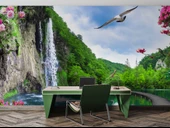 Şelale, Göl ve Martı Manzaralı Duvar Kağıdı thumbnail 3