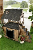DEKORATİF AHŞAP L MODEL TERASLI KEDİ EVİ - 4