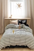 Çift Kişilik Kapitone Yatak Örtüsü Takımı 200 x220 Cm Siyah Kahve  Yumuşak Çift Taraflı - 1
