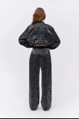Beli Lastik Detaylı Leopar Desenli Pantolon Siyah - 4