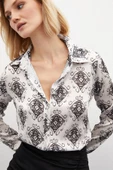 Desenli Düz Gömlek - SİYAH thumbnail 4