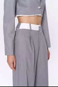 Match Pensli Geniş Paça Pantolon Gri - 3