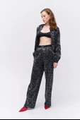 Beli Lastik Detaylı Leopar Desenli Pantolon Siyah - 2