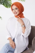 Düz Orta Kadın Turuncu Eşarp - 26146 - 1