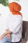 Düz Orta Kadın Turuncu Eşarp - 26146 - 3