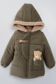 Baby Oyuncak Ayı İçi Kürklü Fermuarlı Soft Kumaş Cepli Kapüşonlu Pelüş Kışlık Kız Erkek Bebek Mont - 3