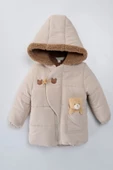 Baby Oyuncak Ayı İçi Kürklü Fermuarlı Soft Kumaş Cepli Kapüşonlu Pelüş Kışlık Kız Erkek Bebek Mont - 2