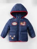 Yeni Trend Sevimli Hayvan Figürlü Cepli Fermuarlı Kapüşonlu Kışlık İçi Peluş Erkek Bebek Mont Şişme - 2